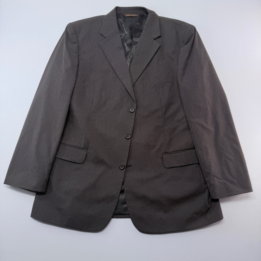 Merona Mens Brown Pinstripe 100% Cotton 3-Button Blazer Sport Coat 46R